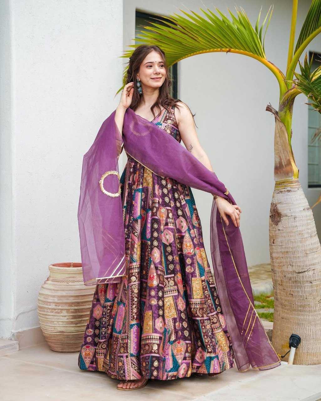 PRINTED FANCY ANARKALI PARTY LONG DIWALI COLLECTIONS GOWNS