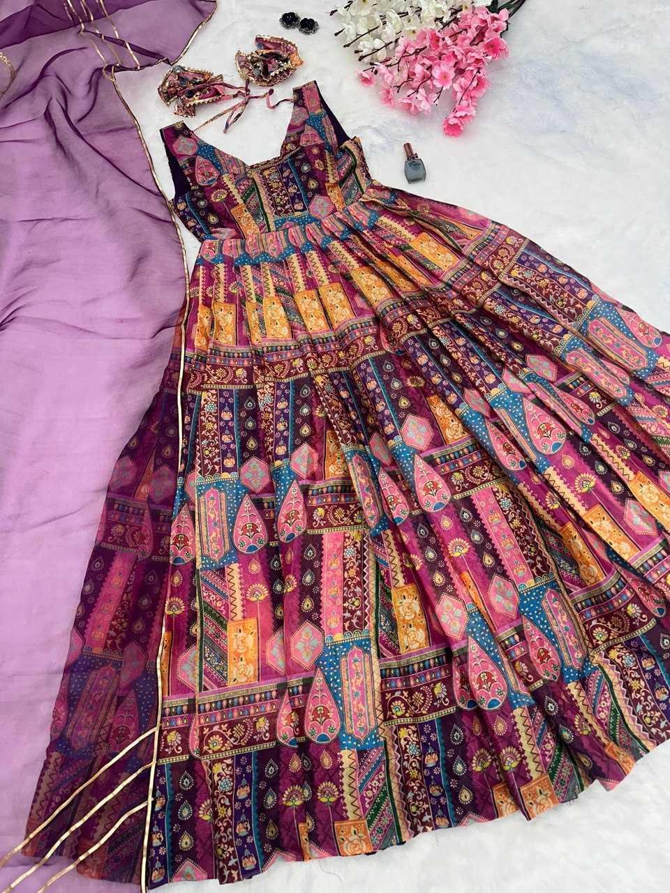 PRINTED FANCY ANARKALI PARTY LONG DIWALI COLLECTIONS GOWNS