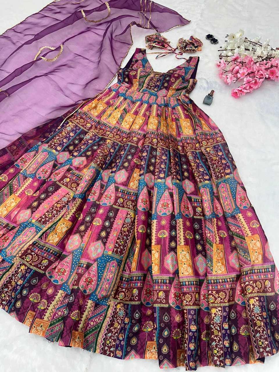 PRINTED FANCY ANARKALI PARTY LONG DIWALI COLLECTIONS GOWNS