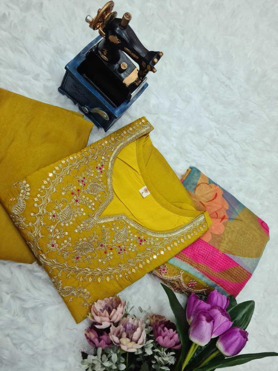 SILK PARTY WEAR WEDDING CHANDERI SUITS