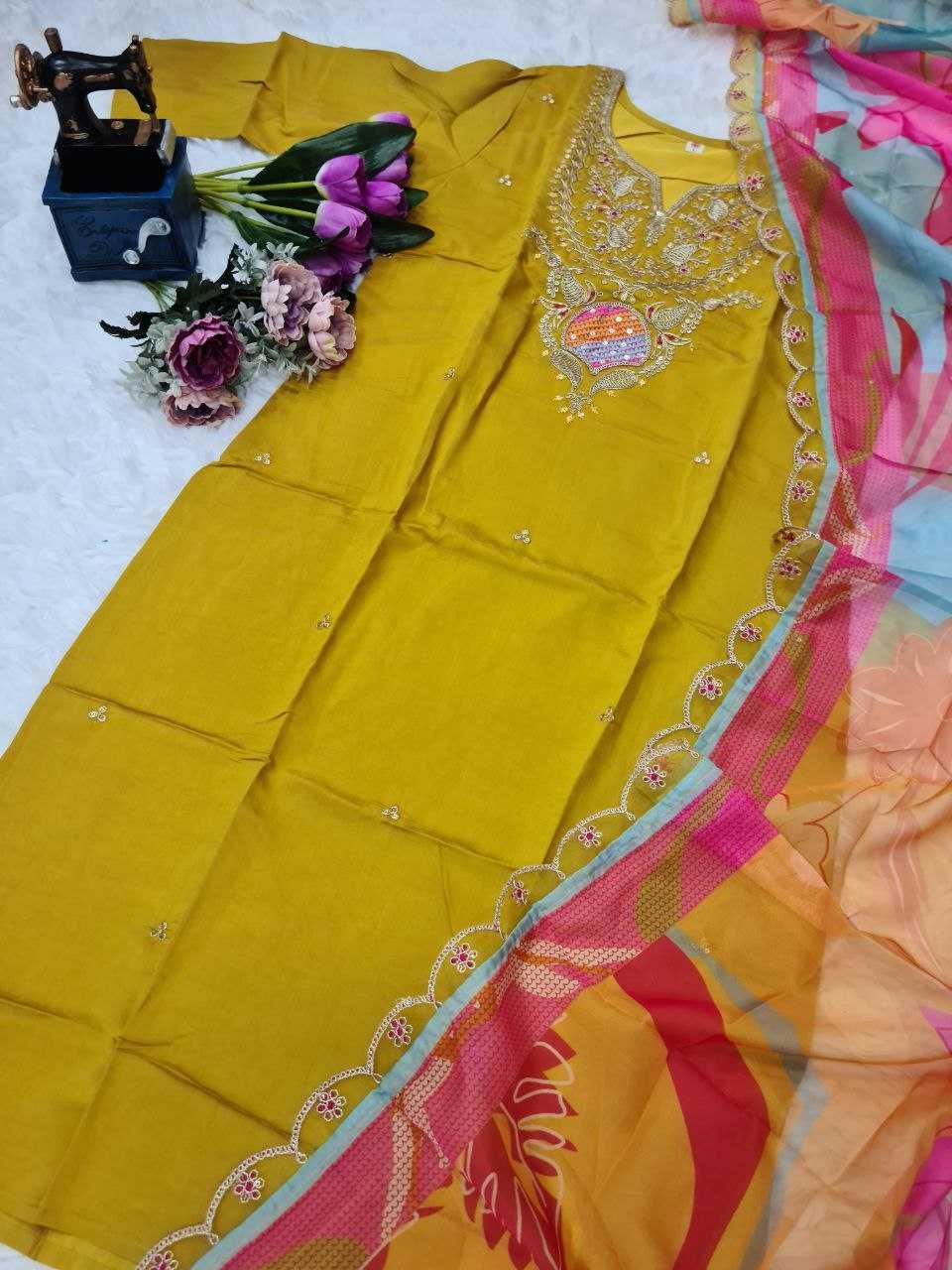 SILK PARTY WEAR WEDDING CHANDERI SUITS