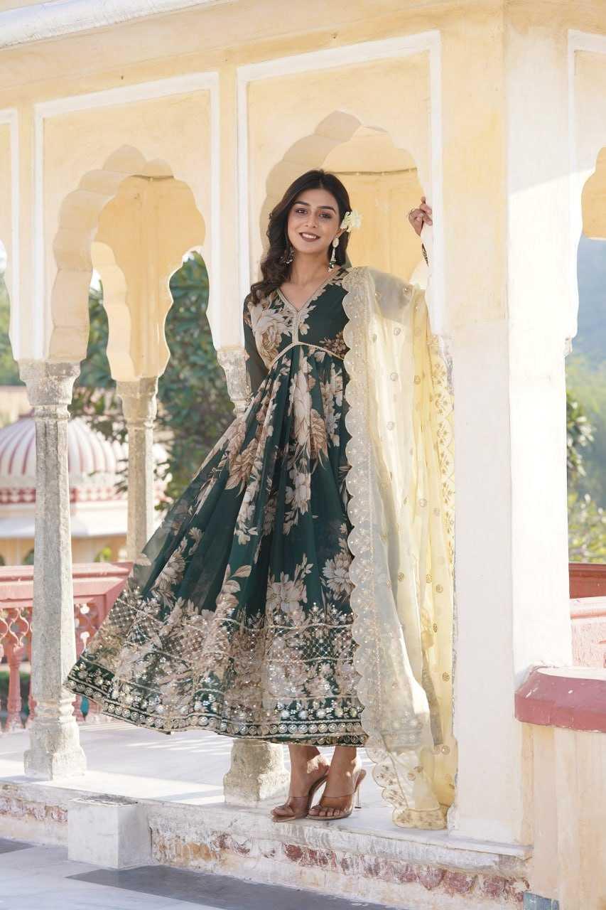 PRINTED EMBROIDERY ANARKALI LONG GOWNS