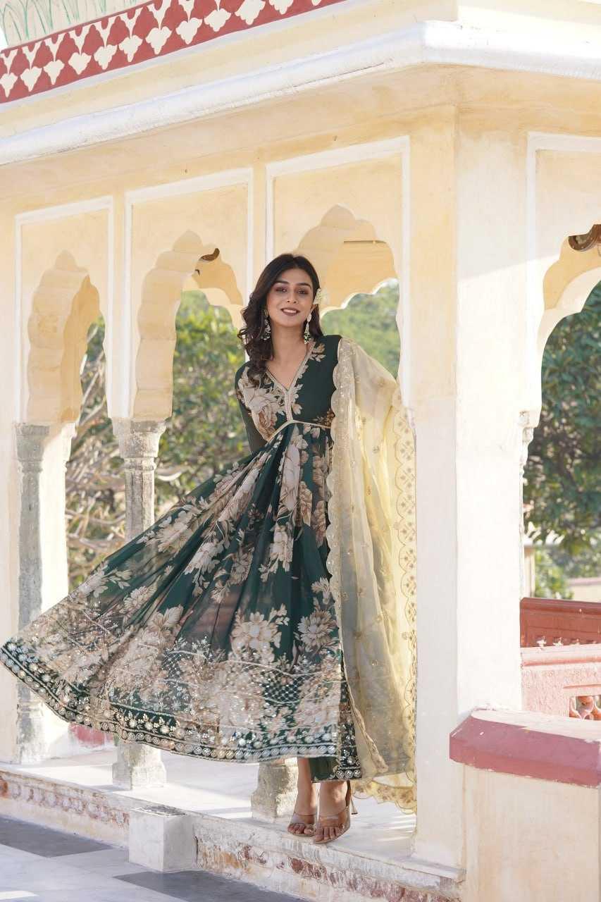 PRINTED EMBROIDERY ANARKALI LONG GOWNS