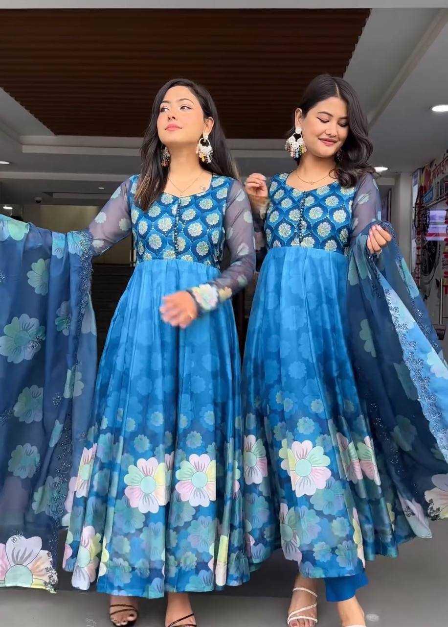 PRINTED FANCY ANARKALI LONG GOWNS