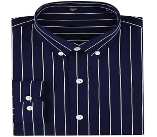 Men's Casual Business Vertical Striped Sleeved Button Up Dress Shirt (Pack of 3)