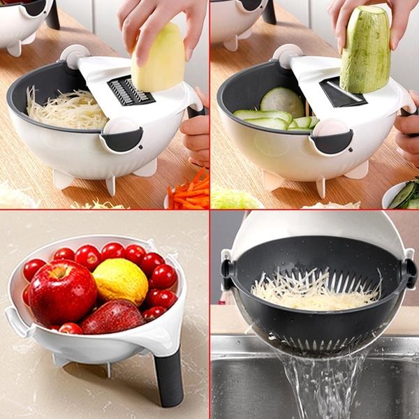 2161 10 In 1 Multifunctional Vegetable Fruits Cutterslicer Shredder With Rotating Drain Basket