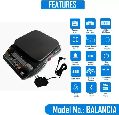 Kitchen Weighing scale with 8 hours Battery Backup and 1 Year Manufacturer, (10 Kg)