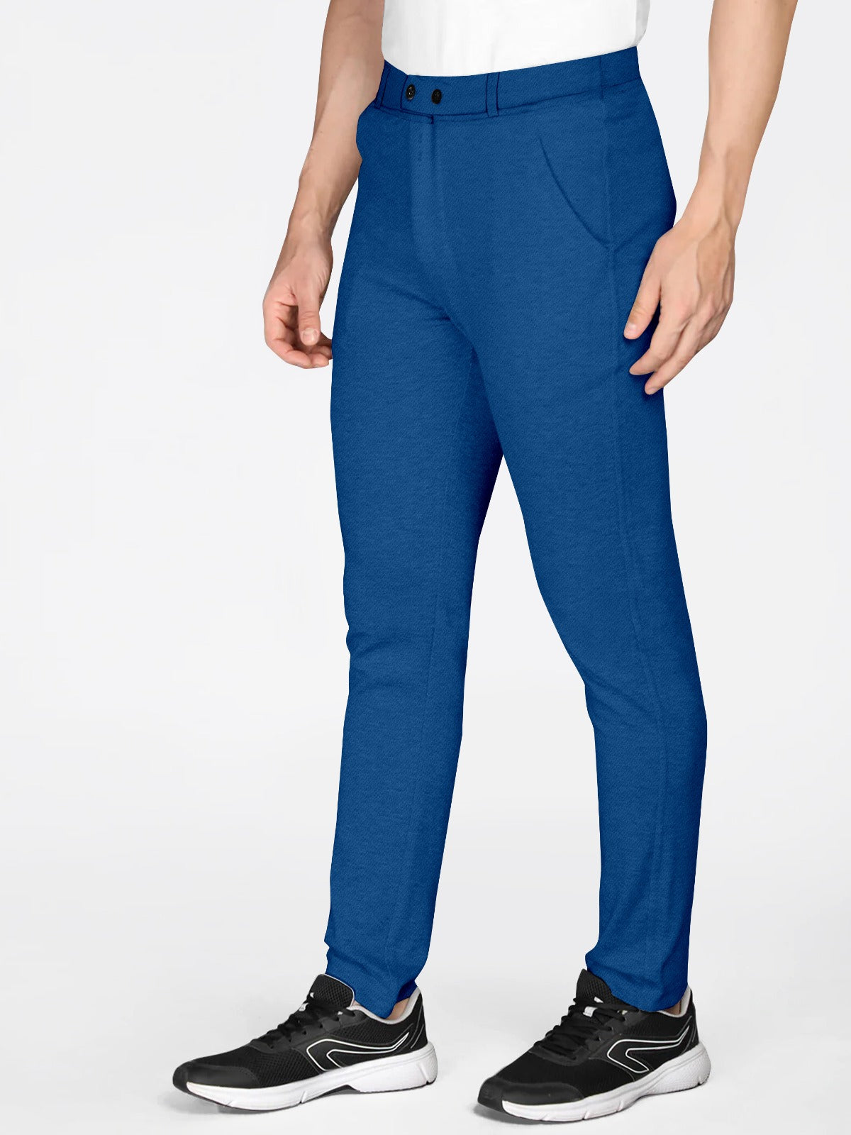 Classic Men's Regular Fit Cotton Blend Trousers for Comfortable and Stylish ( Teal Blue )