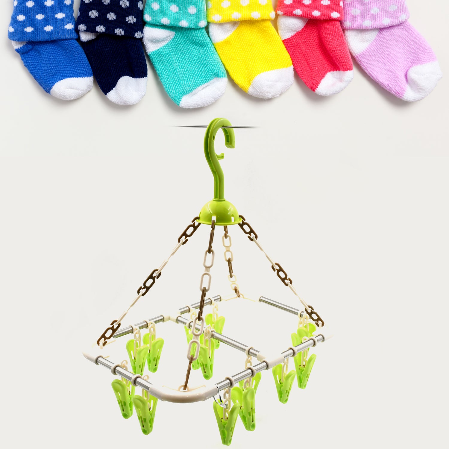 1567  Strong Clothespin Rack Laundry Drying Rack Clothes Hangers With 15 Clips Clip Hanger Drip Hanger For Drying Underwear Baby Clothes Socks Bras Towel Cloth Diapers Glove High Quality Material